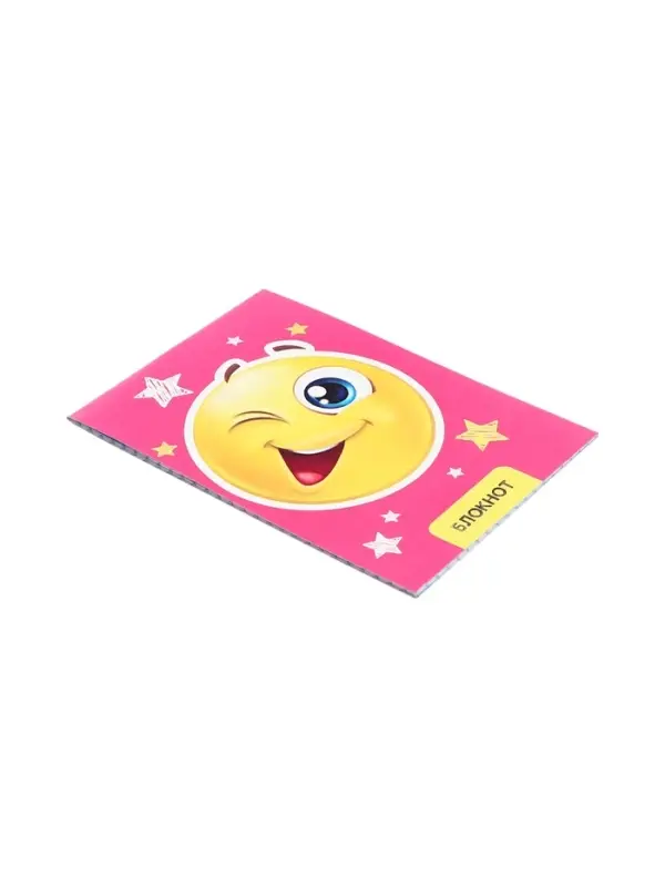 Блокнот А6, 24 листа в клетку на скрепке &laquo;Смайлики&raquo;, обложка мелованный картон, МИКС