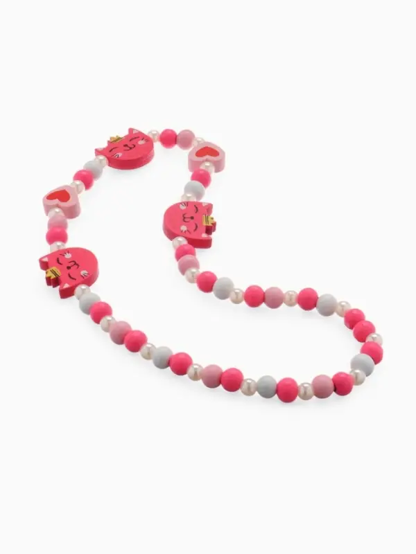 Набор детских украшений &laquo;Выбражулька. Кошечка в короне&raquo;, 2 предмета: бусы, браслет, красный, розовый