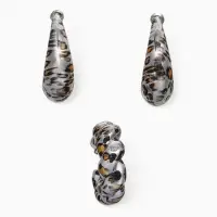 Серьги и каффы QF &laquo;Леопард&raquo;, набор, жгутик, цвет серебро