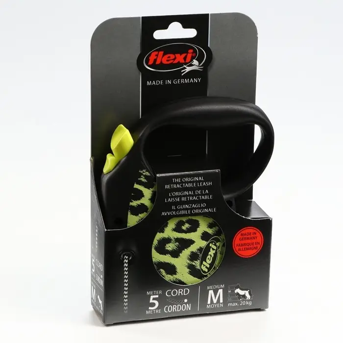 Рулетка Flexi Safari M, 5 м, трос, до 20 кг, желтый леопард (yellow Leopard)