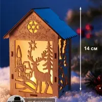 Ёлочная игрушка &laquo;Олень&raquo; 14&times;10 см, подвеска, от батареек AG10&times;3, свечение тёплое белое