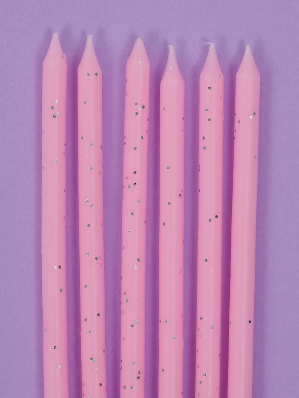 Свечи для торта  Свечи для торта "Розовая вечеринка", 6 шт, блестящие розовые