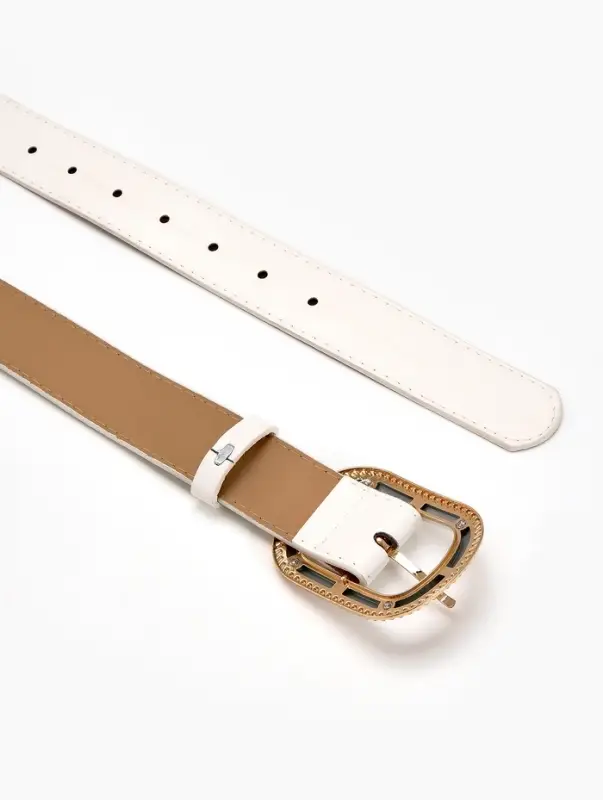 Ремень жен 05-01-07-01, Июнь2507, 3*0,3*110 см, без винта, пряж золото+пласт, 1 прокол, бел 109031 Ремень жен 05-01-07-01, Июнь2507, 3*0,3*110 см, без винта, пряж золото+пласт, 1 прокол, бел 109031