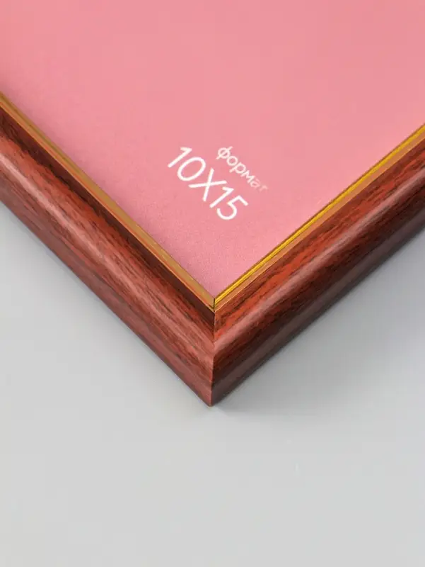 Фоторамка для фото 10х15 см "Oframe", пластик, бук с золотом, (пластиковый экран)