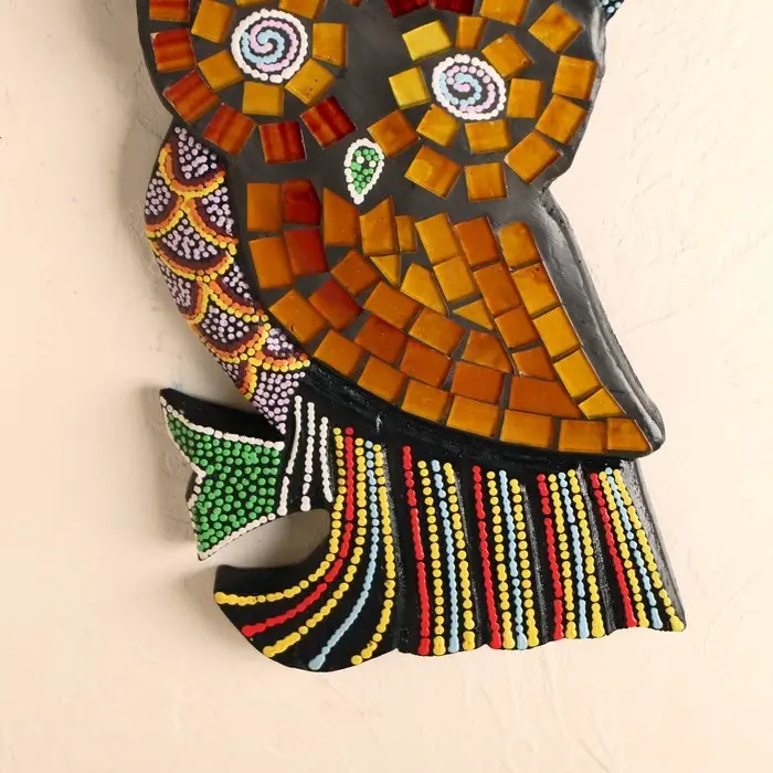 Панно Панно "Сова" дерево с мозаикой, 11х1х20 см