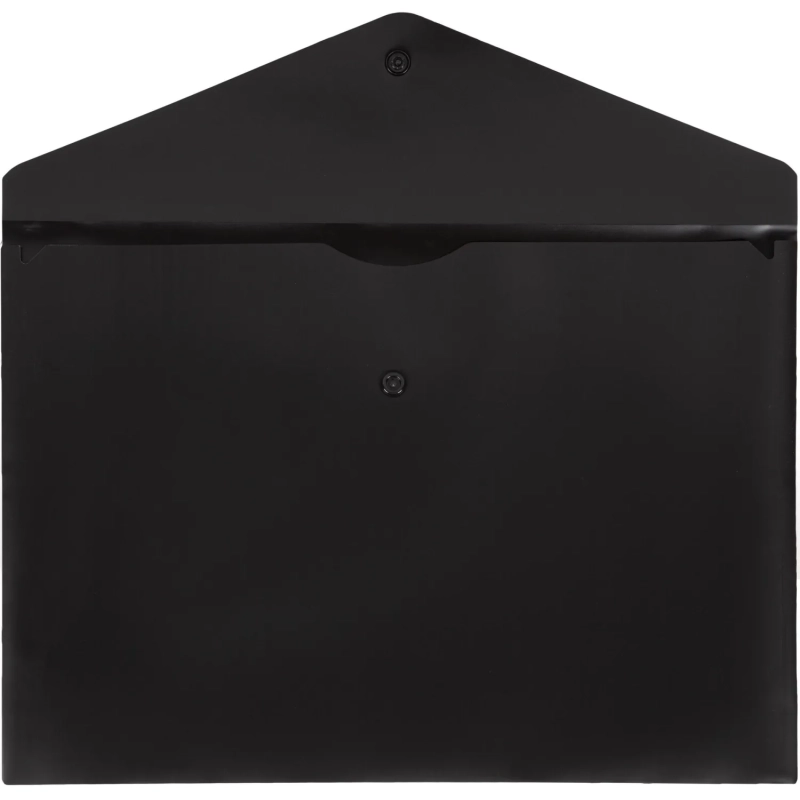 Папка-конверт на кнопке Attache А4, пл 180 мкм, 10шт/уп, черная непрозр