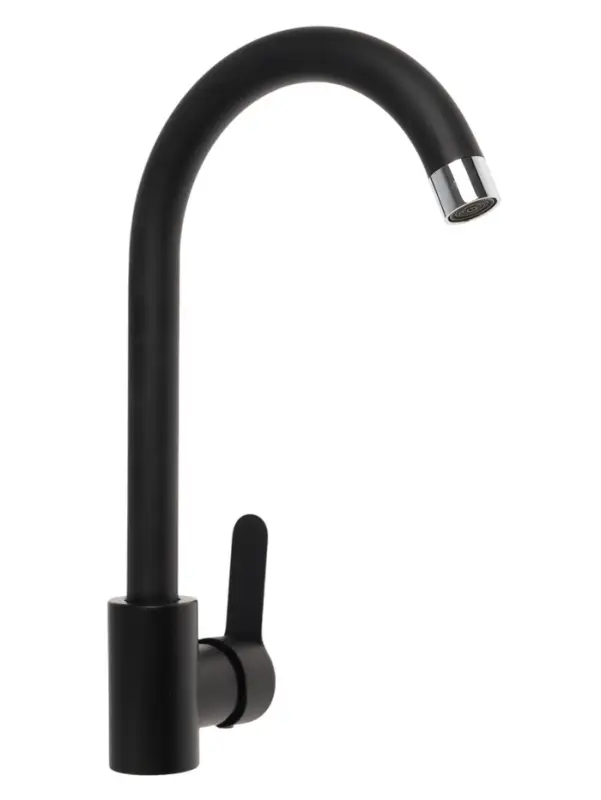 Смеситель для кухни ZEIN Z2388, картридж керамика 40 мм, нержавеющая сталь, камень-черный