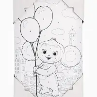 Картина по номерам с подрамником &laquo;Чебурашка с шарами&raquo;, 20&times;30 см
