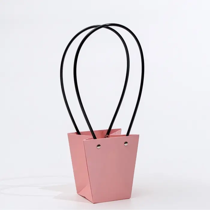 Сумка для цветов розовая влагостойкая, 12&times;12 - 8&times;8 - 12.5 см