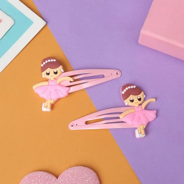 Невидимка для волос "Абель" (набор 2 шт) балерина, 5 см, розовый