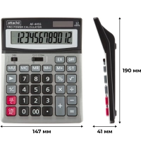 Калькулятор настольный ПОЛНОРАЗМЕРНЫЙ Attache AF-445S,12р,дв.пит,серебр