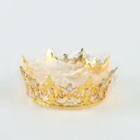 Топпер для торта &laquo;Корона&raquo;, 15&times;5.2 см, золотая с белыми стразами