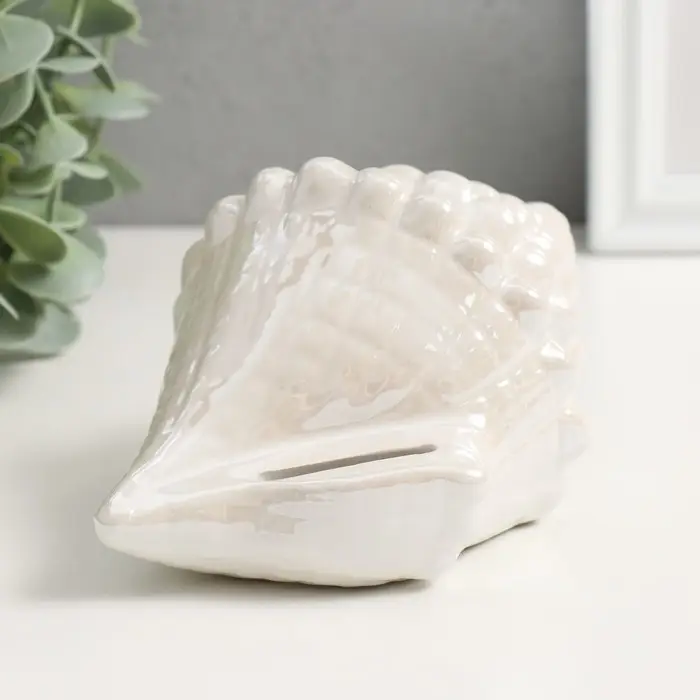 Копилка для денег керамика &laquo;Ракушка&raquo;, белый перламутр, 15&times;11&times;9.5 см