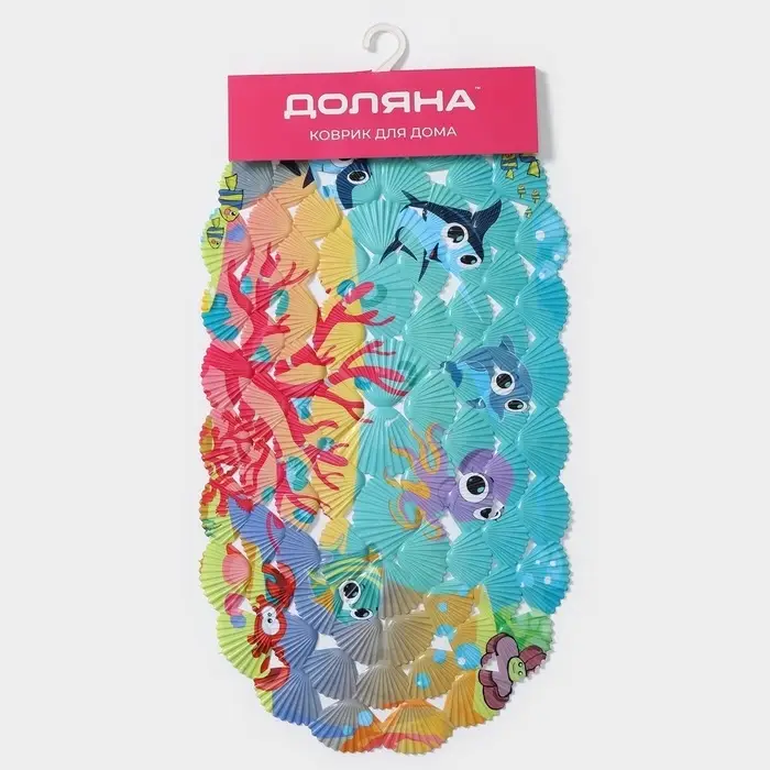 Коврик противоскользящий в ванну Доляна &laquo;На дне океана&raquo;, на присосках, 37&times;67 см