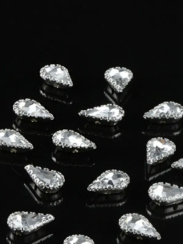 Стразы пришивные «Капля», в ажурной оправе, 8×13 мм, 20 шт., белые