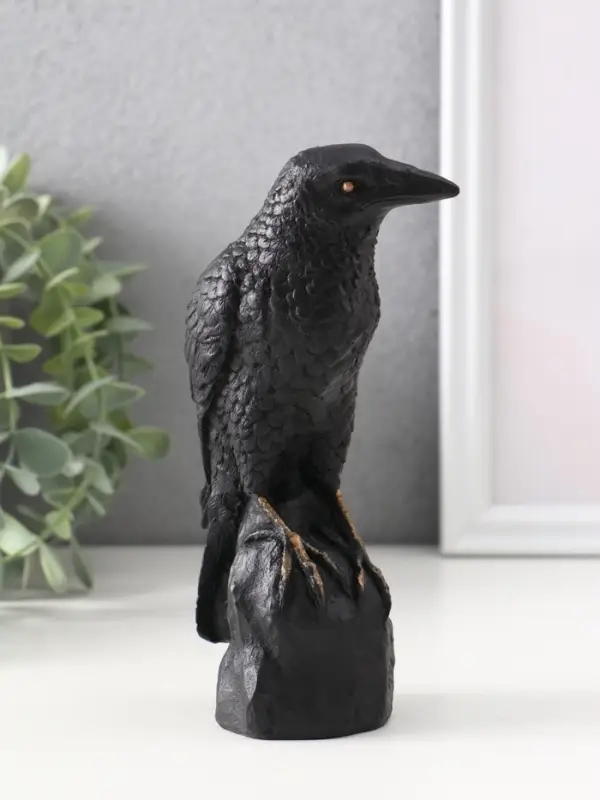 Фигура «Ворон на камне», 15.5×5.5×10 см, чёрная