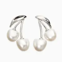 Серьги жемчуг "Вишня", цвет белый в серебре Серьги жемчуг "Вишня", цвет белый в серебре