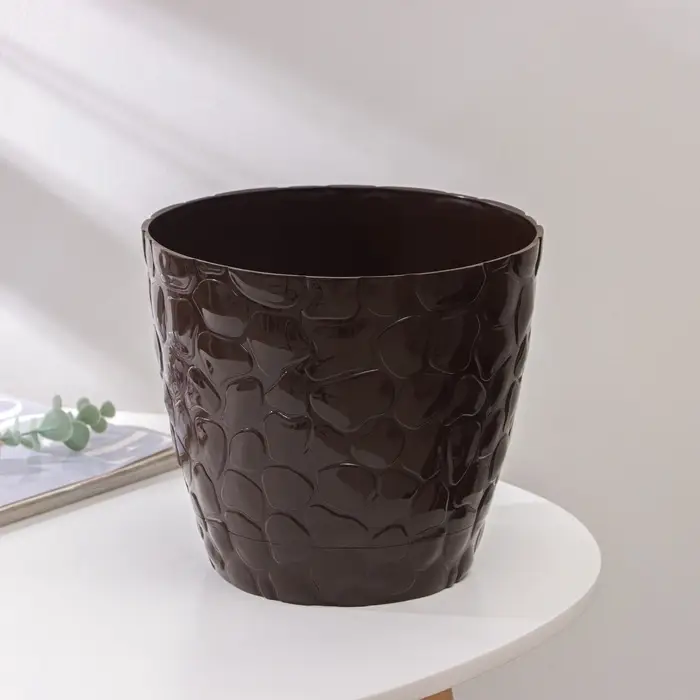 Горшок для цветов с поддоном &laquo;Камешки&raquo;, 5 л, пластик, шоколадный
