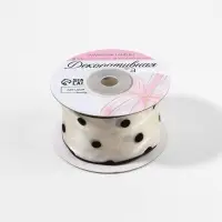 Лента капроновая &laquo;Горох&raquo;, с рисунком, 38 мм, 9.1&plusmn;0.5 м, бежевая, чёрная