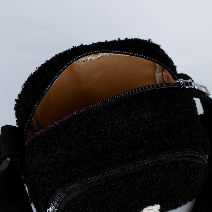 Сумка плюшевая «Мишка», чёрная