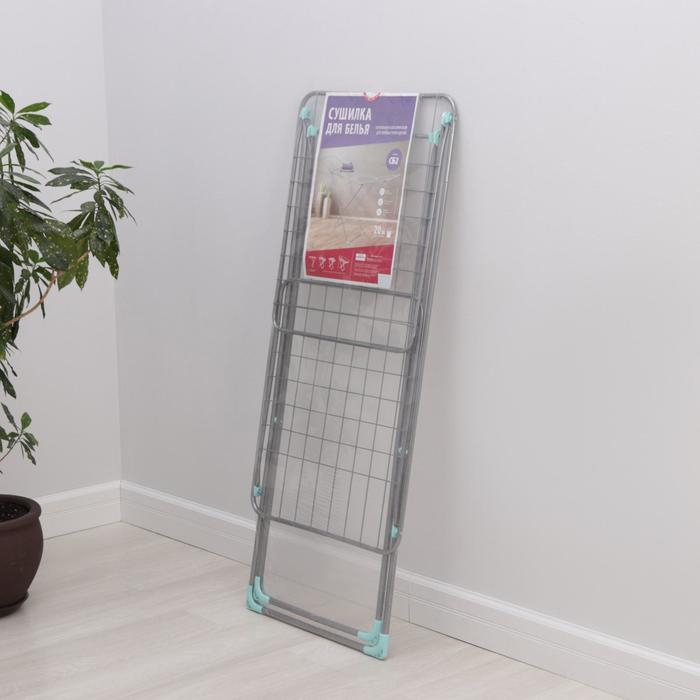 Сушилка для белья напольная складная, рабочая длина 20 м, высота от пола 95 см, ширина 54 см, цвет серый, ножки МИКС Сушилка для белья напольная складная, рабочая длина 20 м, высота от пола 95 см, ширина 54 см, цвет серый, ножки МИКС