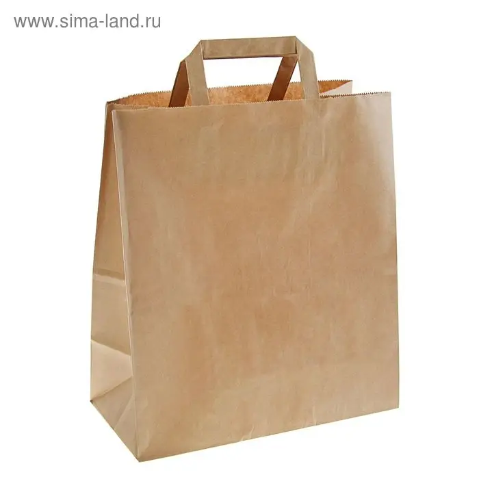 Пакет крафт без печати, плоская ручка 24×14×28 см Пакет крафт без печати, плоская ручка 24×14×28 см