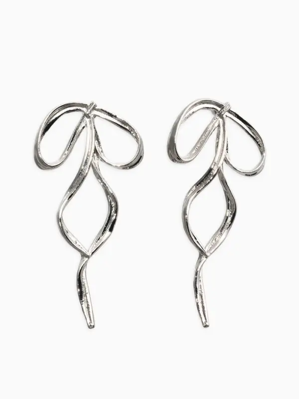 Серьги "Бантик", цвет серебро