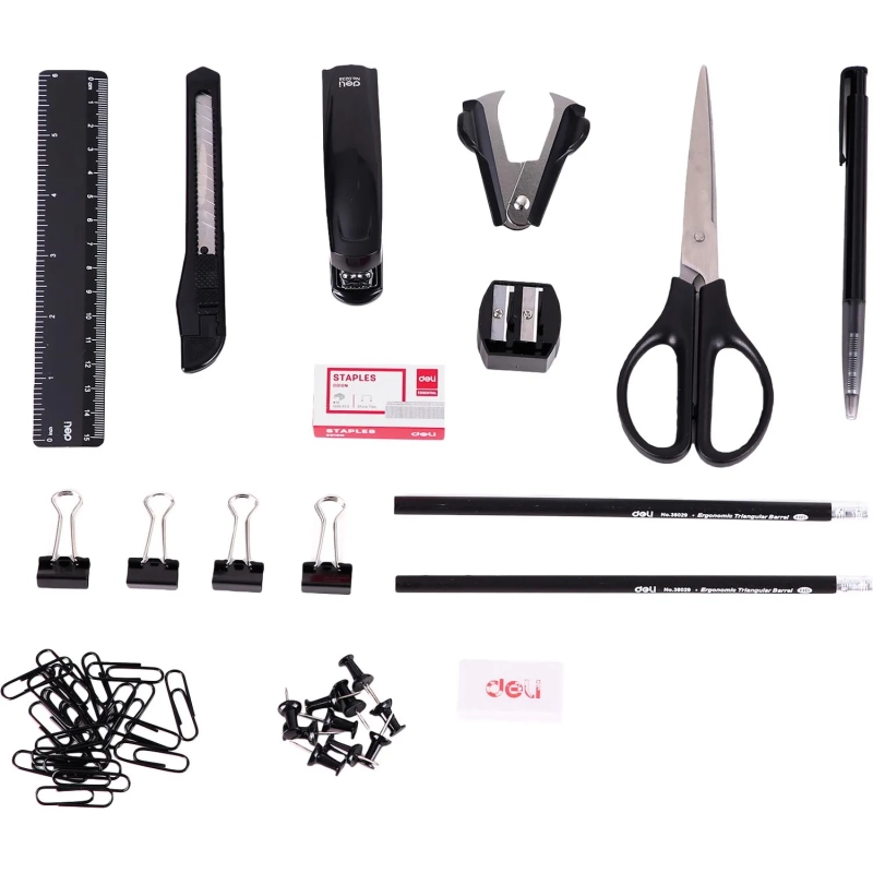 Набор настольный Deli E38250A 15 предметов черный вращающийся