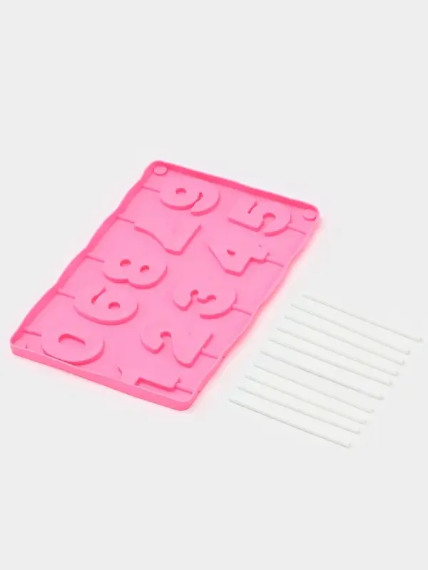 Форма для леденцов Доляна &laquo;Арифметика&raquo;, силикон, 29&times;17 см, 10 ячеек (5&times;4 см), с палочками, МИКС