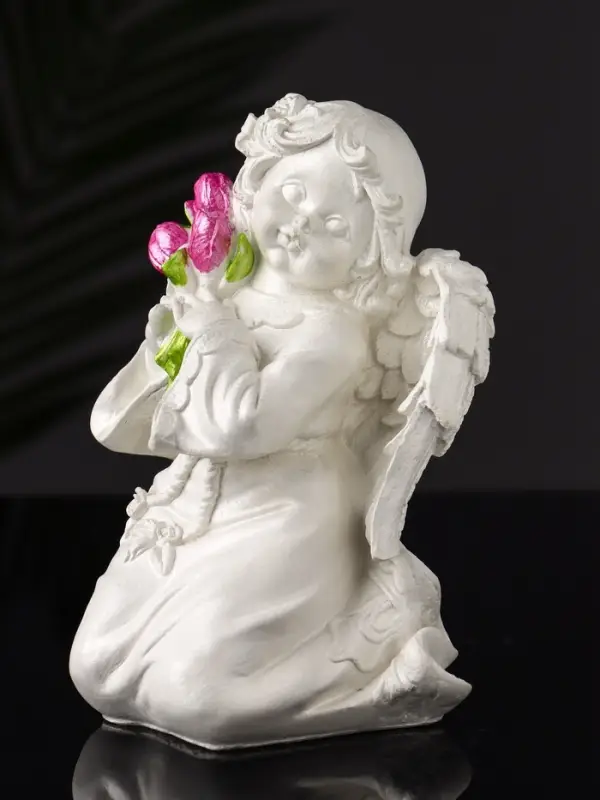 Фигурка гипс &laquo;Ангел с букетиком&raquo;, 15&times;8&times;9 см, перламутр