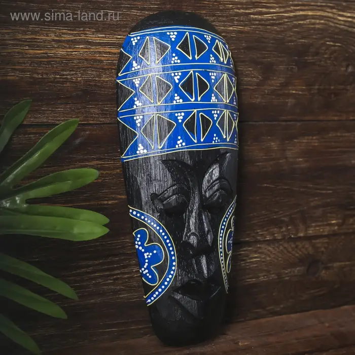 Маска настенная дерево Маска настенная дерево "Абориген с геометрическим узором" 2х10х25 см