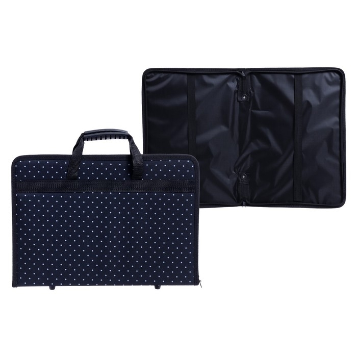 Папка с ручками текстильная, А4, 370 х 260 мм х 40мм, каркасная, 2В4 Папка с ручками текстильная, А4, 370 х 260 мм х 40мм, каркасная, 2В4 "Вдохновение. Белый горох"