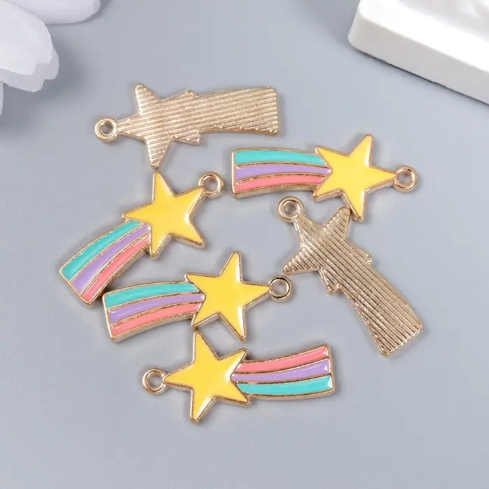 Металлический элемент, декоративная подвеска «Арт Узор. Радужная комета», 2.7×1.3 см