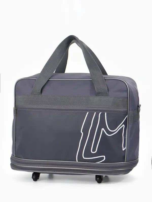Сумка дорожная 20" на 4 колёсах, отдел на молнии, с увеличением, наружный карман, длинный ремень, серая