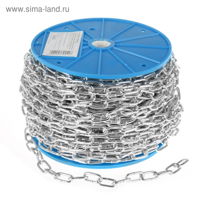 Цепь короткозвенная ТУНДРА krep, DIN766, диаметр 4 мм, сварная, оцинкованная, 50 м Цепь короткозвенная ТУНДРА krep, DIN766, диаметр 4 мм, сварная, оцинкованная, 50 м