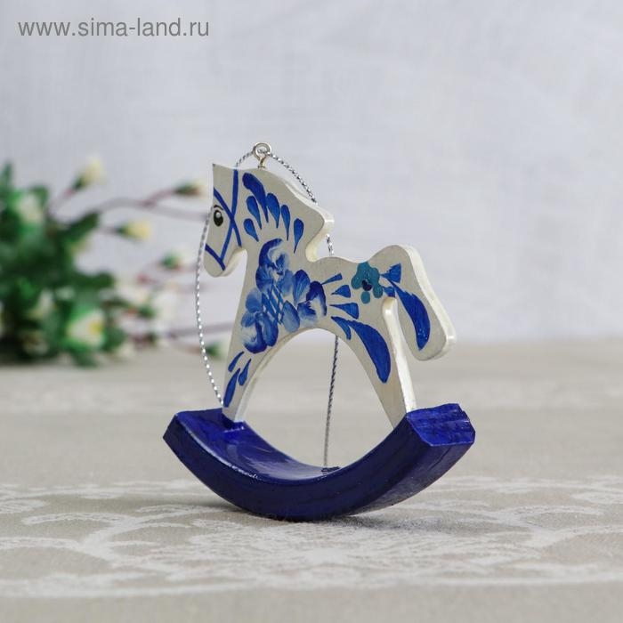 Сувенир  Сувенир "Лошадка-качалка" под гжель, 6,5 см, ручная роспись