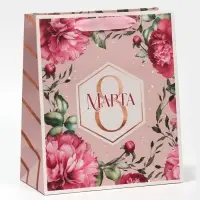 Пакет подарочный ламинированный, упаковка, «8 марта!», ML 23 х 27 х 11.5 см