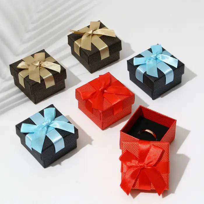 Коробочка подарочная под кольцо/серьги «Классик», 5×5, МИКС, вставка чёрная