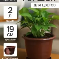 Горшок для цветов с поддоном Доляна &laquo;Арена&raquo;, 2 л, пластиковый, цвет коричневый