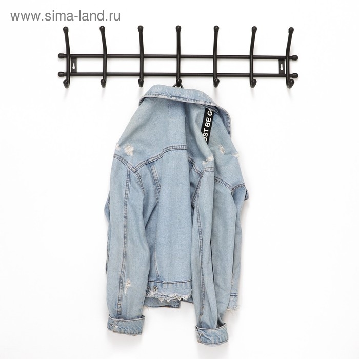 Вешалка настенная «Уют», 7 крючков, 66×15×8 см, цвет чёрный Вешалка настенная «Уют», 7 крючков, 66×15×8 см, цвет чёрный