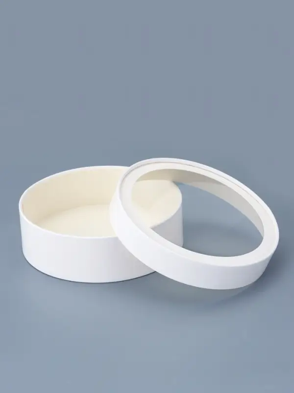 Набор круглых подарочных коробок с окном, завальцованные, белые, 8 шт., 18&times;6 см