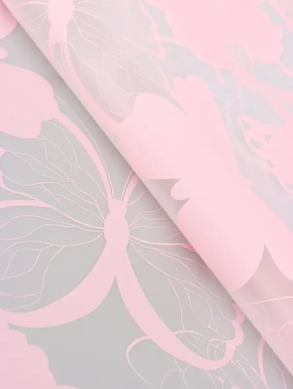 Пленка флористическая для цветов &laquo;Бабочки&raquo;, розовая, 57&times;57 см