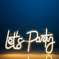 Неоновая вывеска - надпись Let`s Party, 42&times;22 см, от USB, свечение тёплое белое