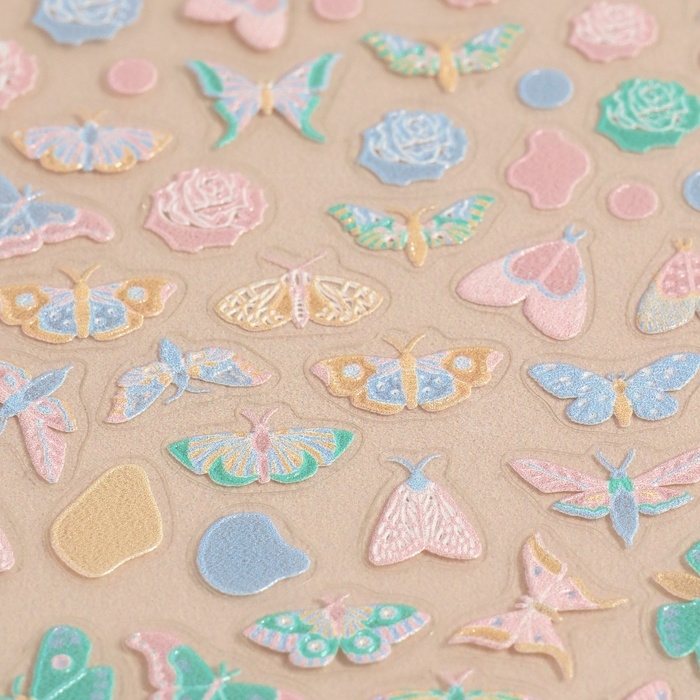 Наклейки для ногтей «Бабочки и цветы», объёмные, разноцветные Наклейки для ногтей «Бабочки и цветы», объёмные, разноцветные