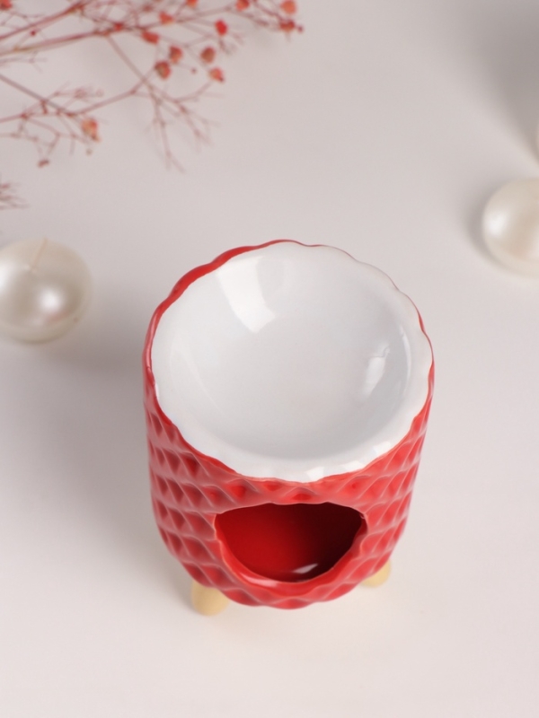 Аромалампа керамика на ножках Аромалампа керамика на ножках "Ромбики" оранж 8,2х8,2х12 см