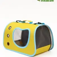 Сумка - переноска каркасная &laquo;Кошачий вид&raquo;, 41&times;27&times;25 см, жёлтая, бирюзовая