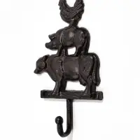 Крючок декоративный чугун "Петух, свинья и корова" 10х3х18,5 см