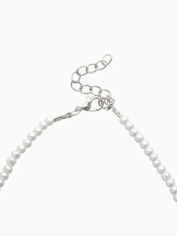 Чокер «Стразик» жемчужные бусины, цвет белый в серебре, 33 см + 5 см доп, цепочка