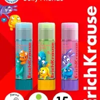 Клей-карандаш, ErichKrause EasyStick Jolly Friends, PVP, цветной, экономичный расход, 15 г, МИКС