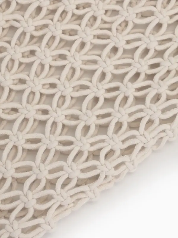 Сумка пляжная, плетёная, клетка 3.5 см, белая